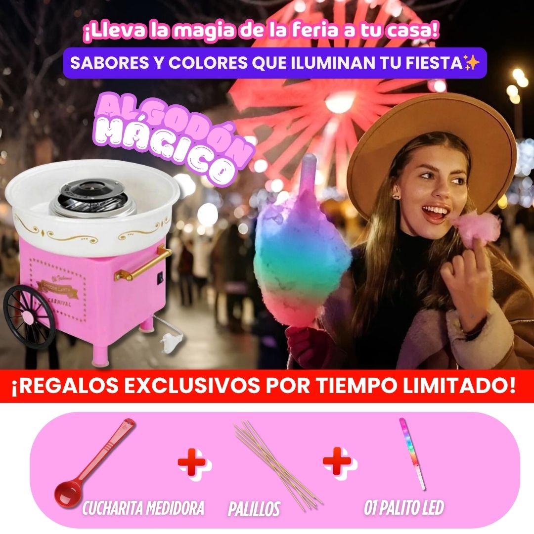 NUEVA MÁQUINA DE ALGODÓN MULTICOLOR + PALITO LED!
